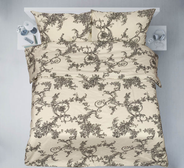 Pēdējie gabali roku darba kokvilnas gultas veļas komplekta | Baroque Ivory