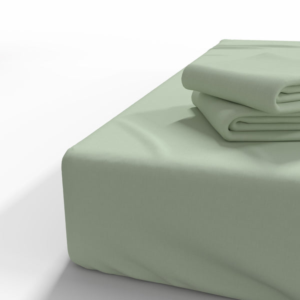 Roku darbs kokvilnas gultas ar gumiju | Fog Green