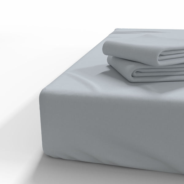Roku darbs kokvilnas gultas ar gumiju | Glacier Gray