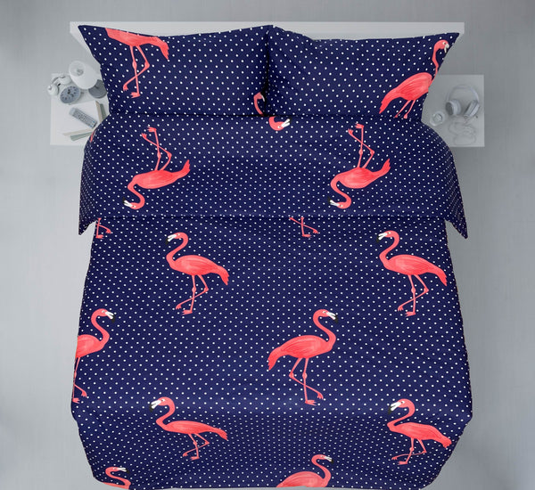 Pēdējie eksemplāri rokdarbu kokvilnas gultas veļas komplekta | Flamingo Fiesta