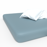 Ручной работы роскошная простыня на резинке Premium из жаккардового сатина хлопка | Stone Blue