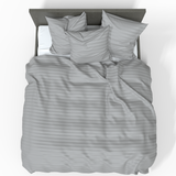 Roku darbs greznā Premium svītrainā satīna kokvilnas gultas veļas komplekts | Drizzle