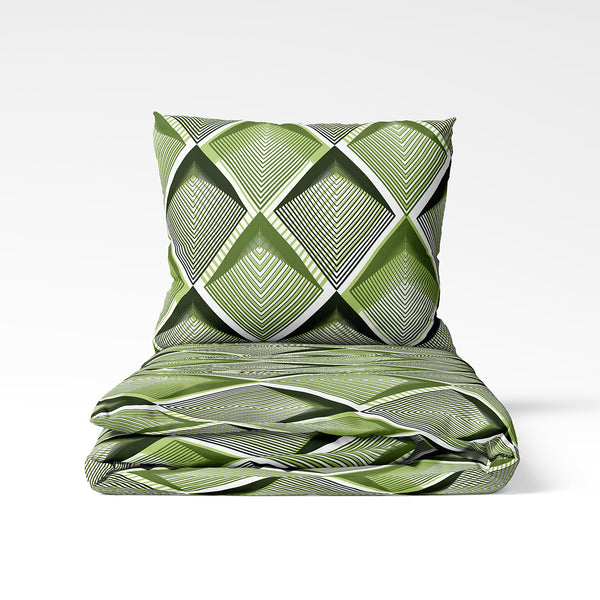 Handmade cotton duvet cover | Emerald Pulse