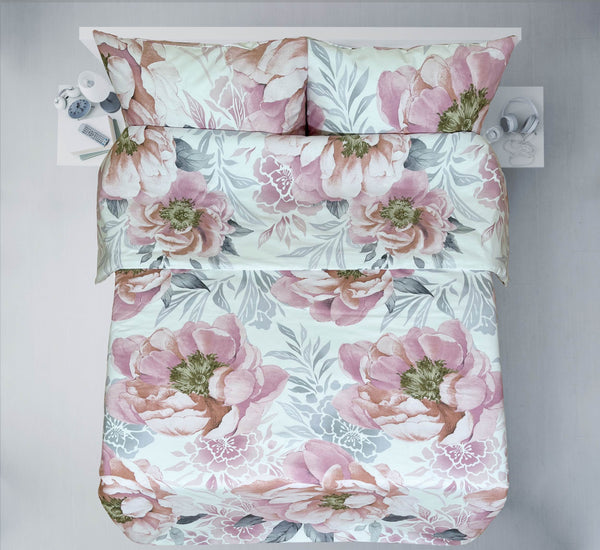 Pēdējie eksemplāri rokdarbu kokvilnas gultas veļas komplekta | Blush Garden