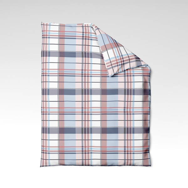 Handmade cotton duvet cover | Blush Tartan