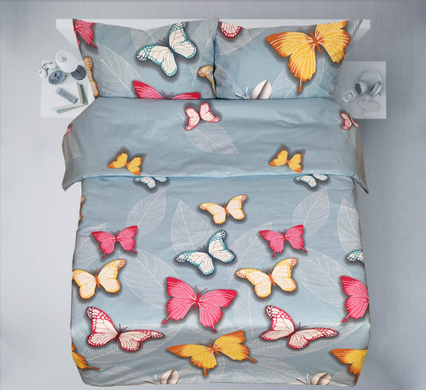 Pēdējie gabali roku darba kokvilnas gultas veļas komplekta | Butterfly Sky