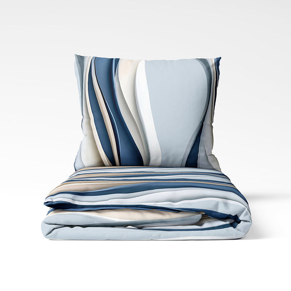 Handmade cotton duvet cover | Blue Tide