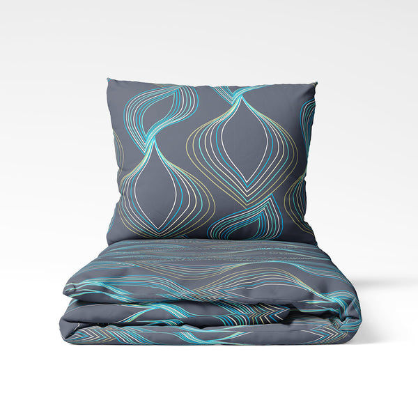 Handmade cotton duvet cover | Aqua Motion