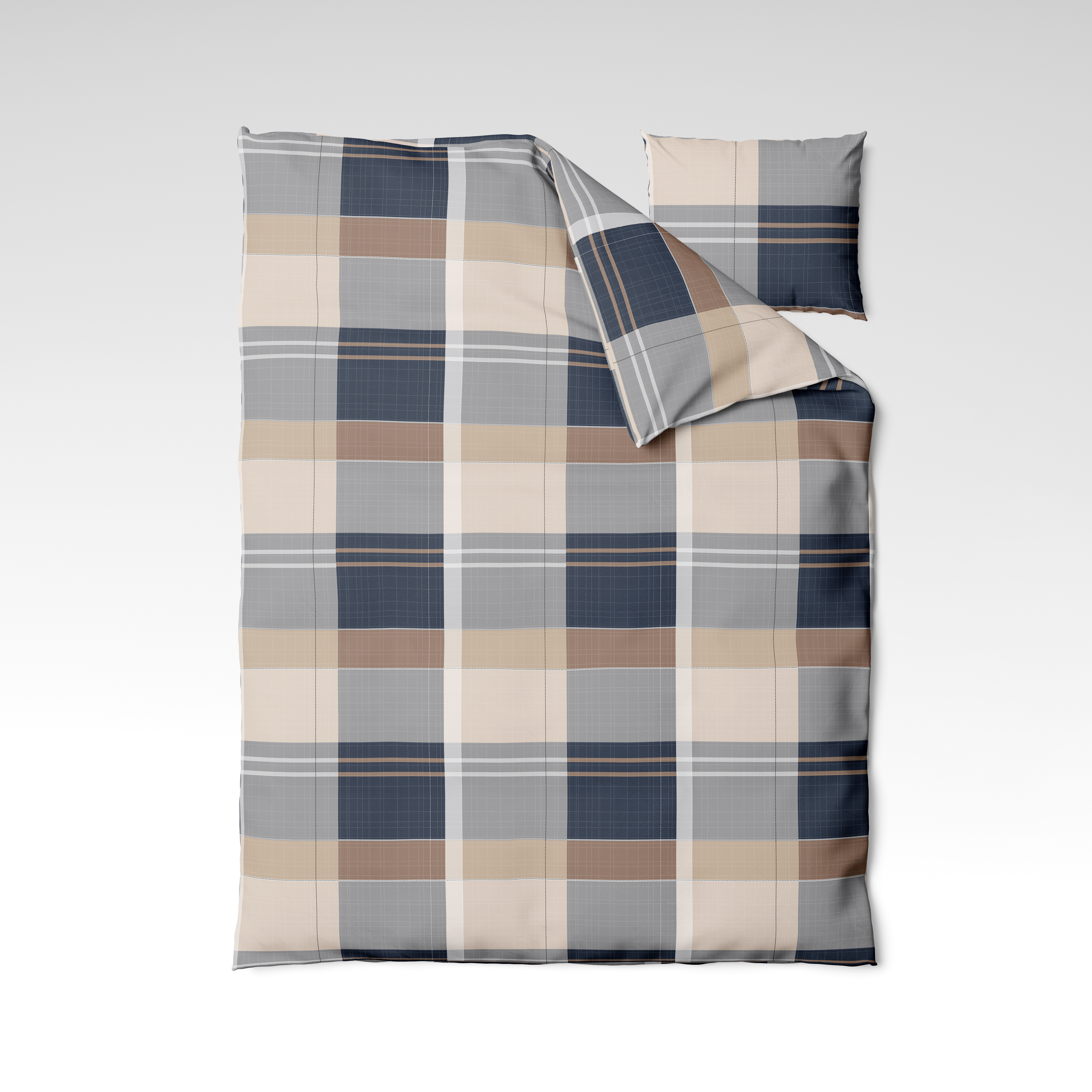Rankų darbo medvilninis patalynės komplektas | Harbour Plaid