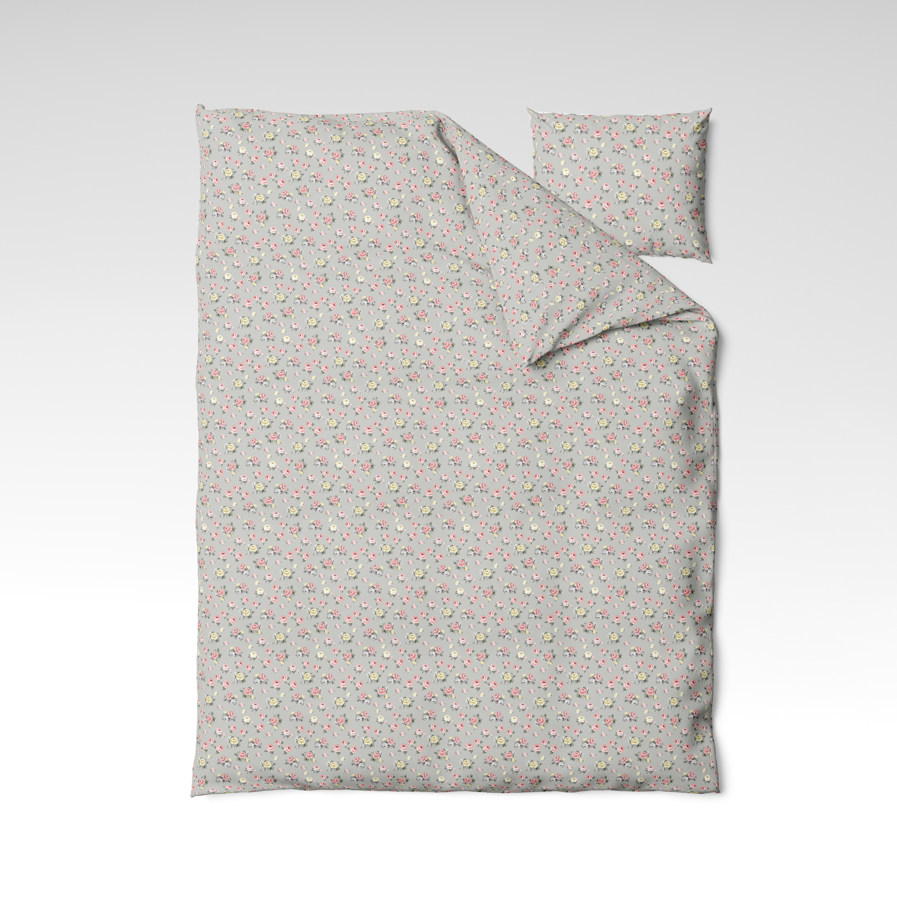 Rakstains kokvilnas audums | Rosebud Grey