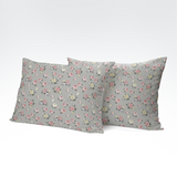Handmade cotton pillowcase | Rosebud Grey