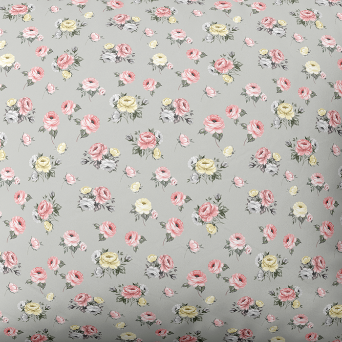 Handmade cotton bedding set | Rosebud Grey