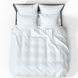 Handmade Luxurious Premium Striped Satin Cotton Bedding Set | White