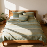 Roku darbs greznā Deluxe satīna kokvilnas gultas veļas komplekts | Tbilisi